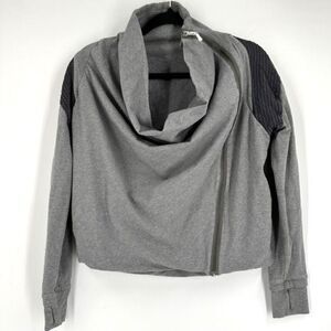Lululemon Grey Sway Asymmetrical Jacket Moto Gray Full Zip Sweatshirt Size 6‎